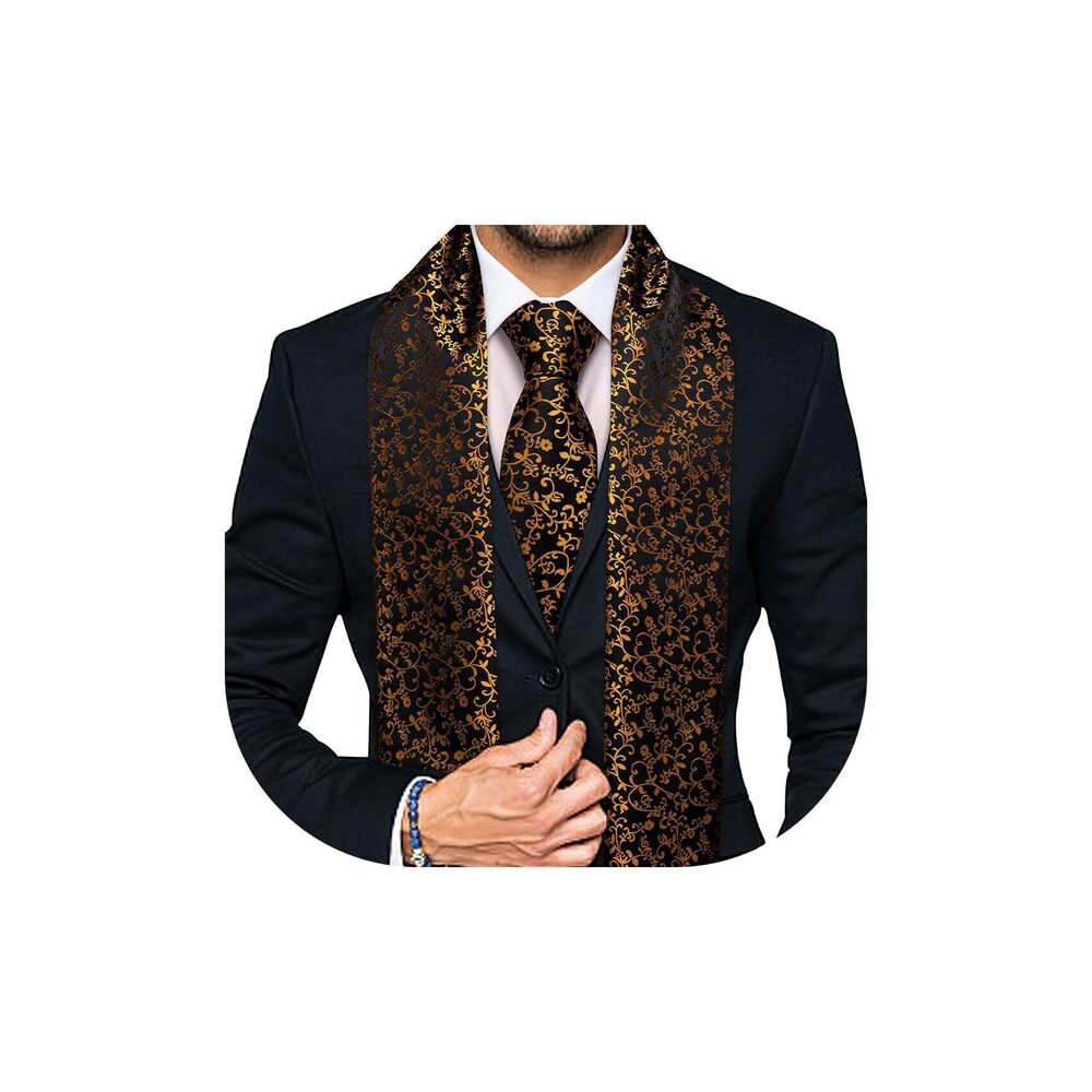 6265 2PCS Scarf Necktie Set / Fashion Silk Lightweight Feeling Print Soft